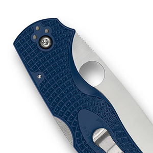 Couteaux de poche pliants à manche bleu avec lame en acier inoxydable argenté à bord plat, poignée texturée, trou d'ouverture pour le pouce et pochette métallique - Product Image 6