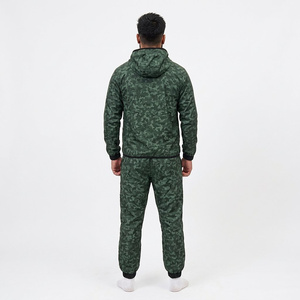 Men's <b>Camouflage</b> Hooded <b>Tracksuit</b> Set Full Zipper Jacket and Jogger Pants Breathable Polyester Casual Winter Wear - Product Image 4