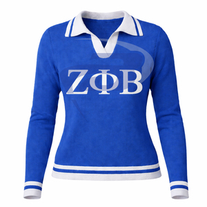 Zeta Phi เบต้าเสื้อสเวตเตอร์ถักลำลองสีเขียวสำหรับผู้หญิงพร้อมตัวอักษรพิมพ์ zpb เสื้อกันหนาวปรับแต่งโลโก้ได้ - Product Image 1
