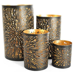 Home Decorative Round Iron Votive <b>Candle</b> <b>Holders</b> Set Of 5 Pcs With <b>Black</b> Powder Coating Finished For Lighting Decor - Product Image 4