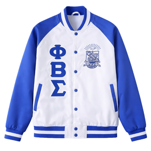 Chaqueta Bomber Blanca de Satén Phi Beta Sigma, Ropa de Fraternidad Griega con Diseño Clásico, Comodidad Premium y Ajuste Elegante - Product Image 4
