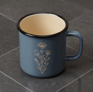 Custom Dusty Blue Outdoor Camping <b>Iron</b> Enamel Mug with Wildflower Graphic Lightweight Shatterproof Metal Coffee Cup - Product Image 5