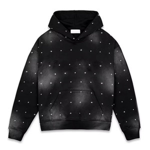 Comfortable Breathable Winter Solid Casual Rhinestone Hoodies 100% Cotton Pocket <b>Design</b> for Men - Product Image 1