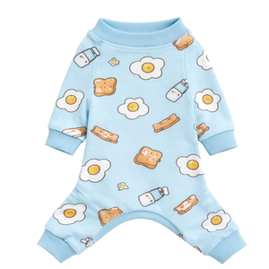 Dog Pajamas Breakfast Blue Print Soft Stretch <b>Pet</b> Sleepwear Breathable Cozy All Season Nightwear For Small Medium Dogs Indoor - Product Image 4