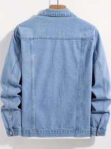 High Quality Casual Denim <b>Jackets</b> for Men and Vintage Style Plus Size Button Decoration Wholesale Denim Turn-down Collar Button - Product Image 2