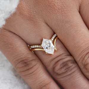 Dutch marquise Cut Diamond Dual Band Ring Set Lab Grown 2.00CT With 18K Yellow Gold Fine Proposal <b>Gift</b> <b>Her</b> <b>For</b> Wedding Occasion - Product Image 1