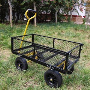 Carrello da Giardino con Ruote Solide Nere e Gialle, Carrello per Attrezzi e Legna da Ardere, Facile da Trasportare - Product Image 5