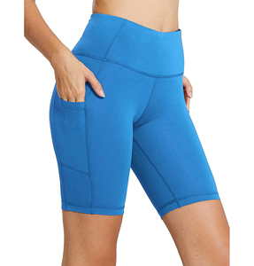 Index Apparel High Waist Solid Color Sporty Yoga <b>Shorts</b> With Pockets Knitted Spandex Polyester Breathable <b>Compression</b> Fit - Product Image 5
