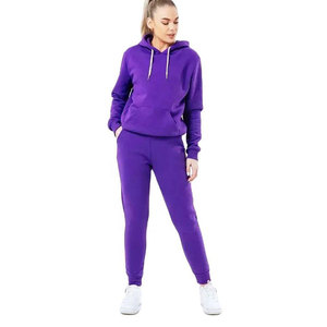 Ensemble de survêtement pour femme en molleton 100% coton, personnalisable OEM, poids lourd, couleur unie, 2 pièces, pour l'hiver - Product Image 1