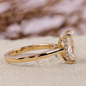Anillo de Compromiso Minimalista para Mujer Hazal Radiant Hidden Halo, Oro 10K/14K/18K, Diamante Cultivado en Laboratorio de 1-5CT, Color D, VS1, Corte EX, IGI - Product Image 3