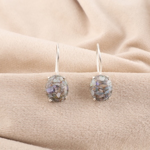 Boucles d'oreilles artisanales en turquoise éthiopienne grise, serties de pierres précieuses, en argent sterling 925 plaqué, pour femmes - Product Image 3