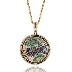 Collar con Colgante de Moneda de Circonio Colorido Estilo Hip Hop, Cadena de Eslabones de Latón Chapado en Oro, Joyería Unisex para Regalo - Product Image 1