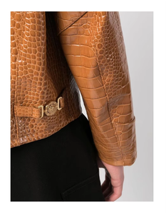 Weekend Escape Women's Autumn <b>Long</b> Snake Printed <b>Leather</b> <b>Jackets</b> with Breathable Relaxed Fit for Outdoor Brunch & Shopping Days - Product Image 4