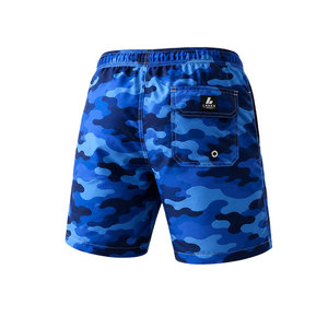 Shorts de bain pour hommes, bleu camouflage, séchage rapide, légers, avec cordon de serrage à la taille, logo personnalisé, vêtements de plage - Product Image 3