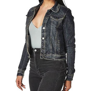 Wholesale Women's Classic Black Denim Jacket <b>Long</b> Sleeve Slim Fit Button Up Casual Outerwear Spring Fall Fashion <b>Coat</b> - Product Image 5