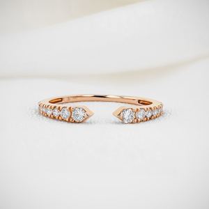 Elvora Gems Solid Gold Diamond Engagement <b>Ring</b> 0.31 Ct Rhodium Plated Double Prong Setting IGI Certified <b>Stacking</b> Open Graduated - Product Image 2