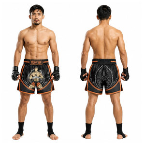 Pantalones Cortos de Muay Thai para Entrenamiento de Combate, Grappling, Artes Marciales, Kickboxing, Transpirables, Casuales, de Tela de Poliéster - Product Image 2