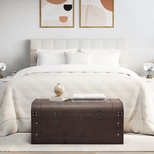 Marrone scuro 35.4 "x 19.7" x 15.6 "camera da letto mobili scrigno con chiavistelli in compensato - Product Image 3