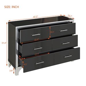 Elegante Set Camera da Letto 3 Pezzi con Cassettiera, Due Comodini, Maniglie in Metallo e Decorazione a Specchio - Product Image 5