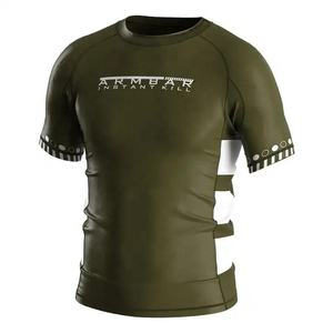 Professional Short Sleeve MMA Rashguard BJJ Compression Shirt Men's <b>Grappling</b> Training Top Sports Gym Fitness Wear - Product Image 1