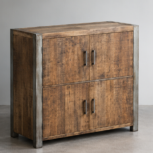 Armario Rústico de Madera y Hierro de Cuatro Puertas, Estilo Industrial, Mueble Vintage Hecho a Mano, Organizador para Sala de Estar - Product Image 5