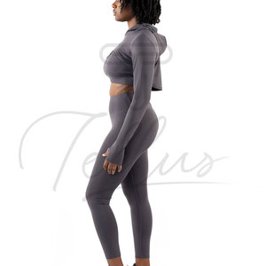 Best Design Plus Size Yoga Set for <b>Women</b> Custom <b>3</b>-<b>Piece</b> Shorts with Front Logo-Breathable Spandex/Polyester Low Price - Product Image 5