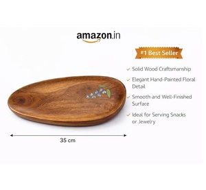 Plateau de service en bois élégant fabriqué par un fabricant OEM, avec poignées confortables pour un transport facile et un service des aliments avec style. - Product Image 3