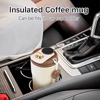 Mug à café portable, gobelet isotherme en acier inoxydable avec affichage de la température, mug à café intelligent isolé avec couvercle pour le stockage à froid en été, en voiture