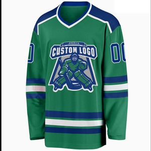 Maillot et chaussettes de hockey sur glace sublimés sur mesure, uniforme bleu en sergé avec rayures et logo d'équipe pour adultes - Product Image 4