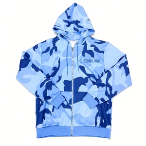 Ensemble de survêtement unisexe bleu camouflage à capuche, manches longues, short décontracté à cordon de serrage, respirant, en Spandex/Nylon, pour l'hiver - Product Image 3