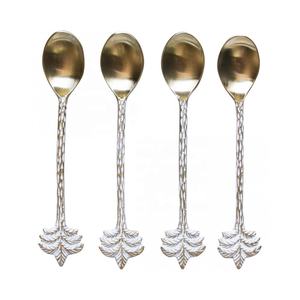 Ensemble de cuillères de service en acier inoxydable de haute qualité avec design en émail tropical Ensemble de couverts de luxe pour hôtel - Product Image 1