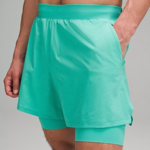 Men's Green Breathable Mesh <b>Compression</b> Tennis Shorts with Elastic Waist Print Athletic Fit Summer Sport Wear - Product Image 4