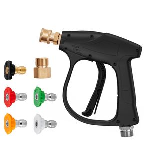 Pistola ad alta potenza 4350 PSI idropulitrice corta in acciaio inossidabile maniglia 5 ugelli di collegamento rapido colore M22-14 ingresso 1/4 'uscita - Product Image 1