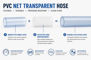 สายยางรดน้ำแบบยืดหดได้ ขนาด 19 ถึง 50 มม. ทำจาก PVC ใส ทนแรงดันสูง หุ้มด้วยตาข่าย สำหรับสวนและการชลประทานกลางแจ้ง - Product Image 4