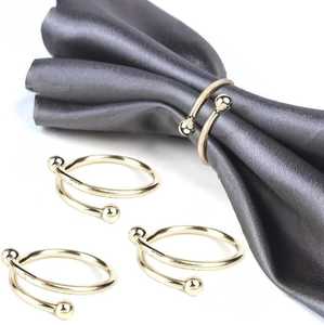 Anillos para servilletas modernos y elegantes con borde de cuentas, decoración de mesa con acabado pulido, anillos para servilletas duraderos y ecológicos - Product Image 1