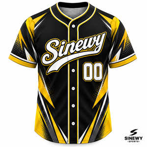 เสื้อเบสบอลสั่งทำพิเศษ Sinewy สีดำเหลือง ระบายอากาศได้ดี ป้องกันแบคทีเรีย แขนสั้น สำหรับฤดูหนาว เหมาะสำหรับผู้ใหญ่ทุกคน - Product Image 2