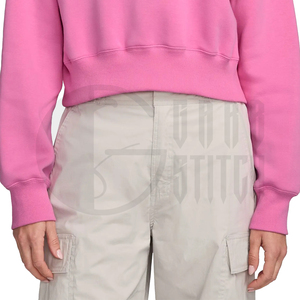 Sudadera de Forro Polar Oversize para Mujer, Personalizada, con Cierre de Cremallera de Cuarto, Estampada, con Logo Frontal, Cuello Simulado, Rosa, OEM ODM - Product Image 4