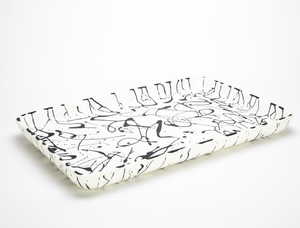 Plateau de service rectangulaire en résine biodégradable écologique fait main, compatible lave-vaisselle, pour fruits et salades, idéal pour les fêtes - Product Image 1
