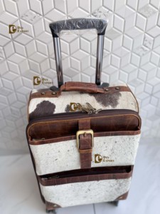 Real Cowhide Leather Luggage Bags Multi Uses Handmade Trolley Bag Unisex Big Size Multi Uses Hair on Hide Fur Handmade <b>Suitcase</b> - Product Image 4