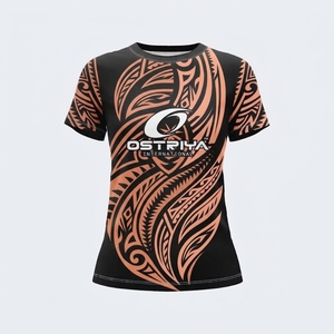 Camiseta de Manga Corta para Mujer, Tejido de Punto, Ligera, Transpirable, de Secado Rápido, Diseño Tribal, Cuello Redondo - Product Image 6