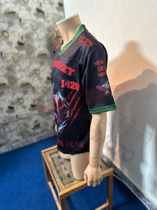 เสื้อยืดโอเวอร์ไซส์สไตล์สตรีทแวร์แบบตาข่ายสำหรับทุกเพศ ขายส่ง เสื้อผ้าแฟชั่นฮิปฮอปสั่งทำได้ รับผลิตแบบ OEM ODM - Product Image 2
