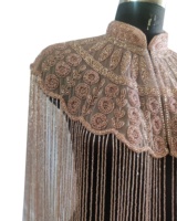 Poncho Corto de Diseño Exclusivo con Bordado, Cuentas, Lentejuelas y Borlas, Talla Grande, Talla Única, Transpirable, Estilo Vintage, para Invierno y Otoño