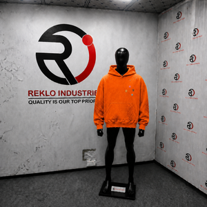 Sudadera con Capucha Oversize Naranja con Estampado de Estrellas Brillantes y Bolsillo Frontal, Sudadera de Algodón French Terry para Hombre, Corte Regular, Otoño - Product Image 3