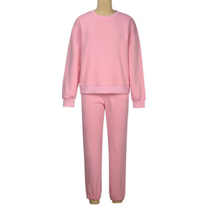 Ensemble de survêtement personnalisé pour femme, rose uni, 2 pièces, écologique, respirant, léger, avec haut à capuche zippé et pantalon large à manches longues - Product Image 4