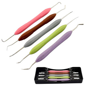 Lot de 5 instruments dentaires en composite avec manche en silicone antidérapant et cassette, certifiés CE - Product Image 1