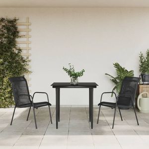 <b>Black</b> Anthracite Garden Dining Set 2 Seater Steel <b>Frame</b> Minimalist Design Outdoor Furniture Weather Resistant - Product Image 3