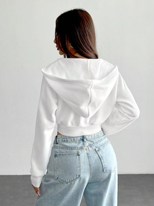 Women’s <b>Sparkly</b> Cropped Hoodies <b>Jacket</b> | All Over Rhinestone Zip Up Top Casual Autumn Knitted Pullover Wholesale Apparel Supplie - Product Image 3