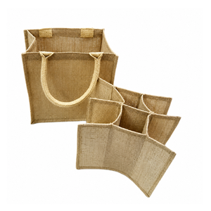 Portador de Vino Personalizado de Yute |   Bolsa para Múltiples Botellas con Divisores Internos, Empaque Reutilizable, Fabricante Mayorista, Logotipo Personalizado - Product Image 1