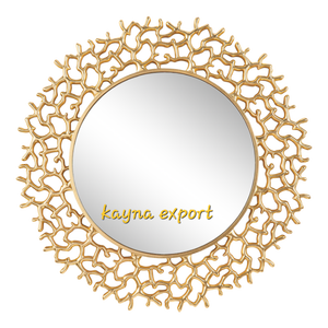 Kayna Export Luxury <b>Gold</b> Plated Metal Art Deco Round Wall Mirror with 5.0mm Thickness for Hotels Decor - Product Image 2