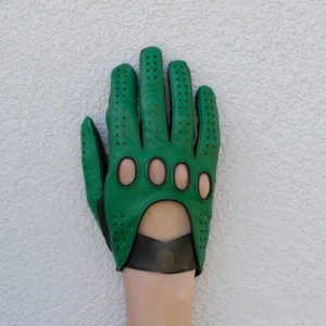 Guantes de Motociclista de Cuero Verde Personalizados, sin Dedos, Ventilados, Antideslizantes, con Correa Ajustable, Venta al Por Mayor - Product Image 1